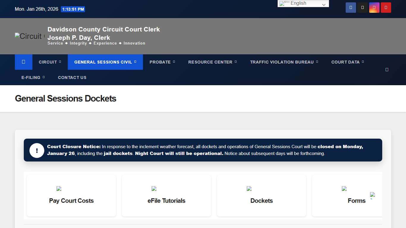 General Sessions Dockets – Circuit Court Clerk